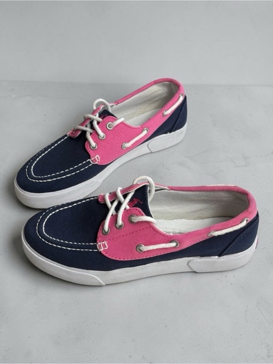 Polo Ralph Lauren Shoes - Polo Ralph Lauren Lilia Canvas Boat Shoes Size 6.5 Pink Navy
